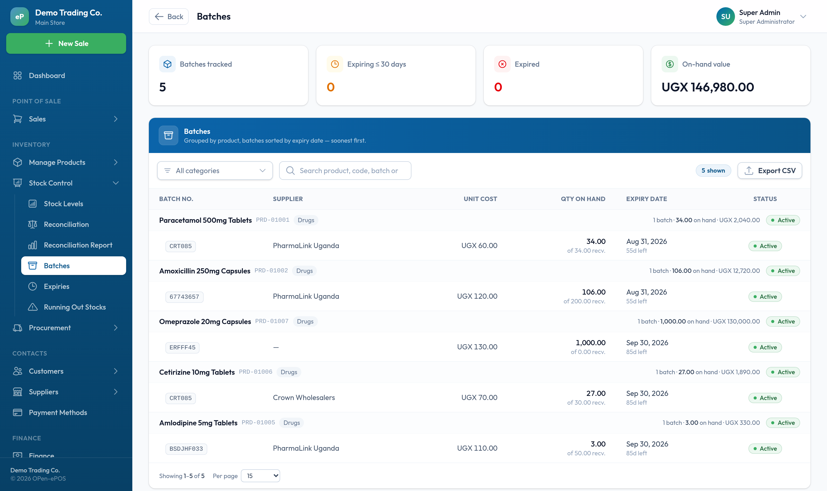 Batch and expiry tracking